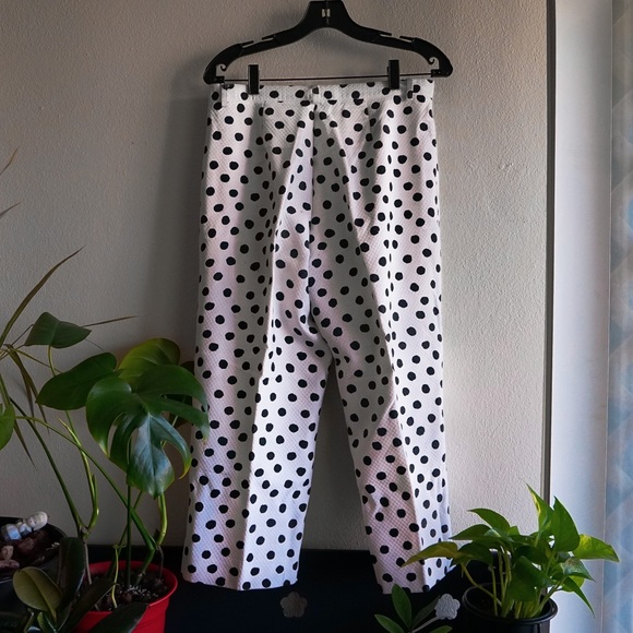 Vintage Polka Dot Halterneck Lace-up Top And Wide Leg Pants Suit-Top